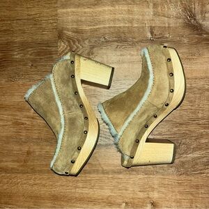 UGG Tan Shearling Lined Clogs